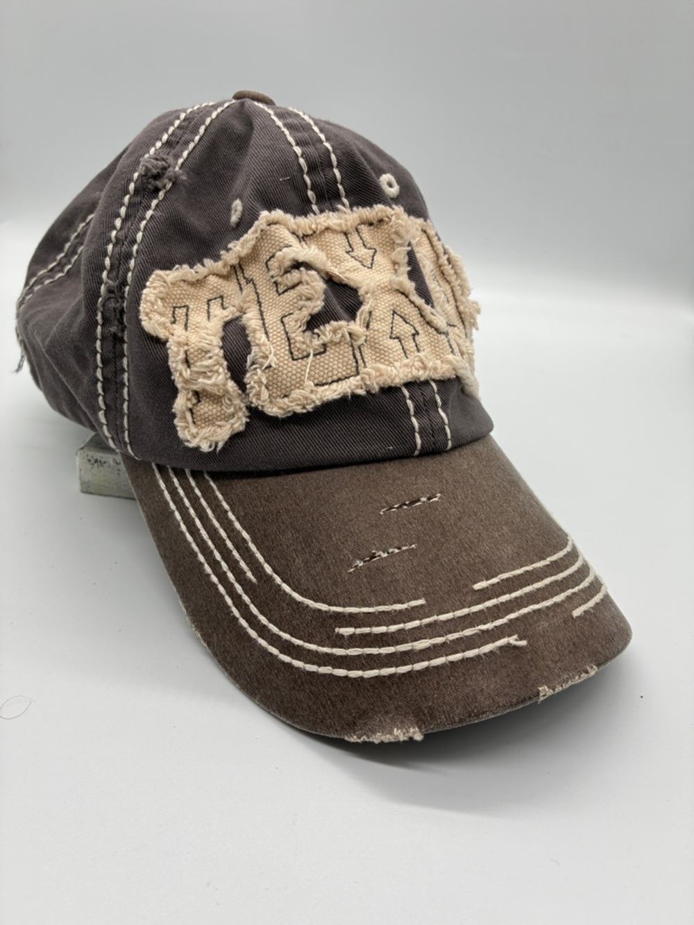 KBETHOS Brown and Beige Distressed Baseball Cap Texas